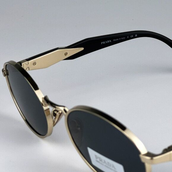 NEW Prada PR65ZS ZVN09T Pale Gold Dark Grey Oval Metal Unisex Sunglasses - Picture 10 of 14